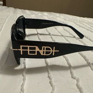Fendi Black and Gold Logo Sunglasses